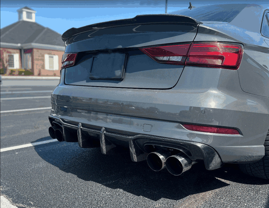 Audi S3 A3 Sline 8V.5 Sedan Facelift 2017-2020 Rear Bumper Diffuser Lip Carbon Fiber/FRP-Ahacarbon