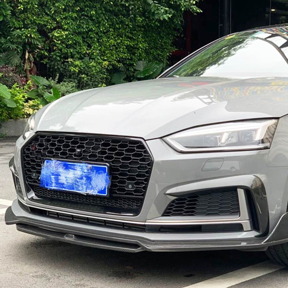Audi S5 A5 Sline B9 2017-2020 Front Bumper Lip Carbon Fiber-Ahacarbon