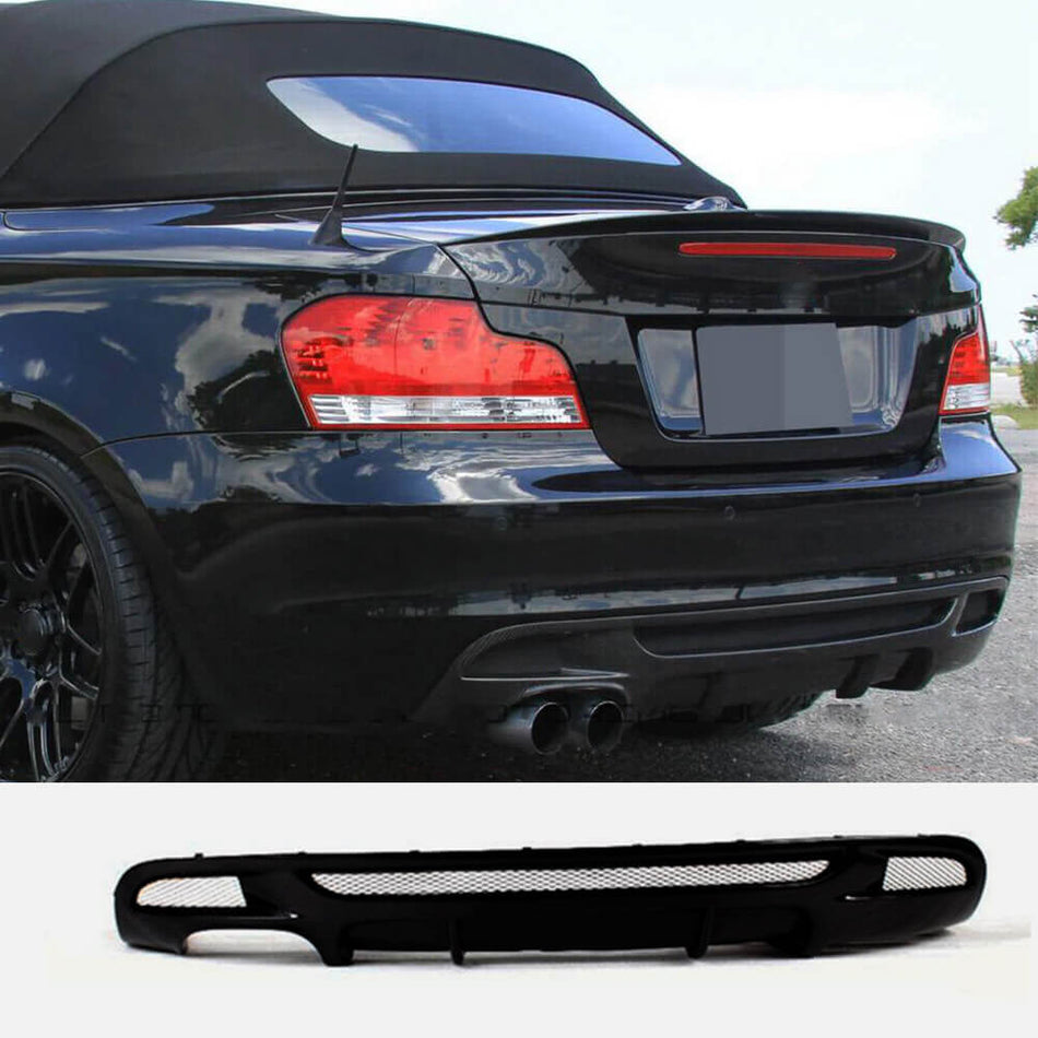 BMW 1 Series E82 E88 M Sport 208-2013 Rear Bumper Diffuser Glossy Black FRP-Ahacarbon