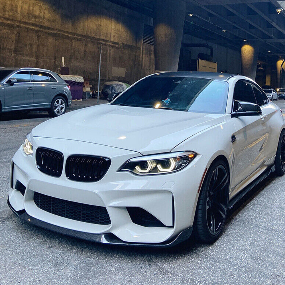 BMW 2 Series F87 M2 Coupe 2016-2020 Front Bumper Lip Carbon Fiber-Ahacarbon