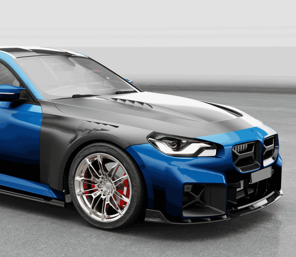 BMW 2 Series M2 G87 Coupe 2022-2024 Front Grille Dry Carbon Fiber-Ahacarbon