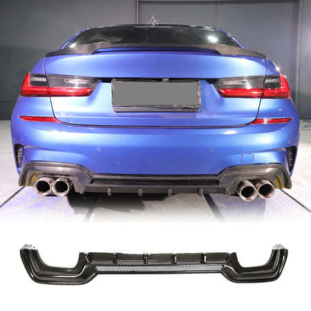 BMW 3 Series G20 320i 330i 330e M Sport 2019-2022 Rear Bumper Diffuser Carbon Fiber/FRP-Ahacarbon