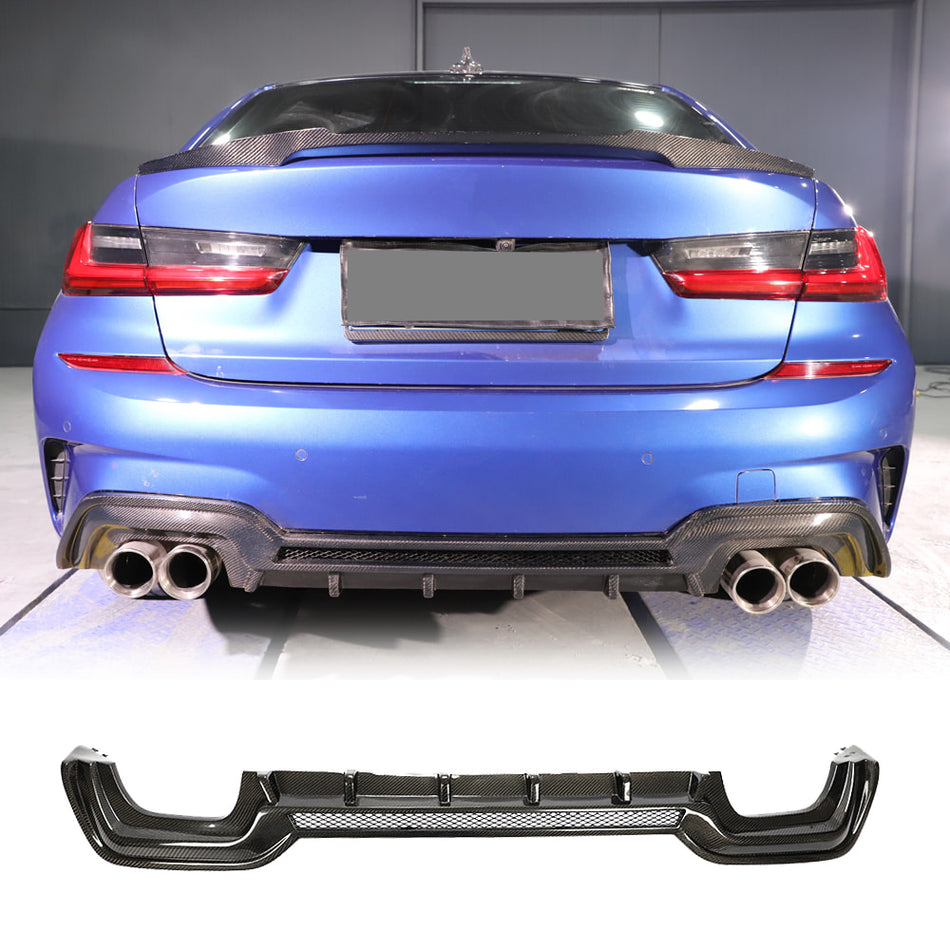BMW 3 Series G20 320i 330i 330e M Sport 2019-2022 Rear Bumper Diffuser Carbon Fiber/FRP-Ahacarbon