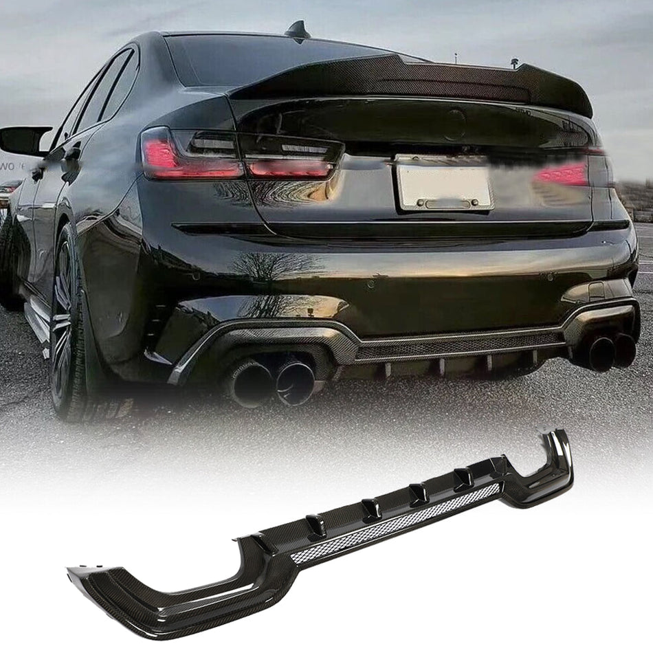 BMW 3 Series G20 320i 330i 330e M Sport 2019-2022 Rear Bumper Diffuser Carbon Fiber/FRP-Ahacarbon
