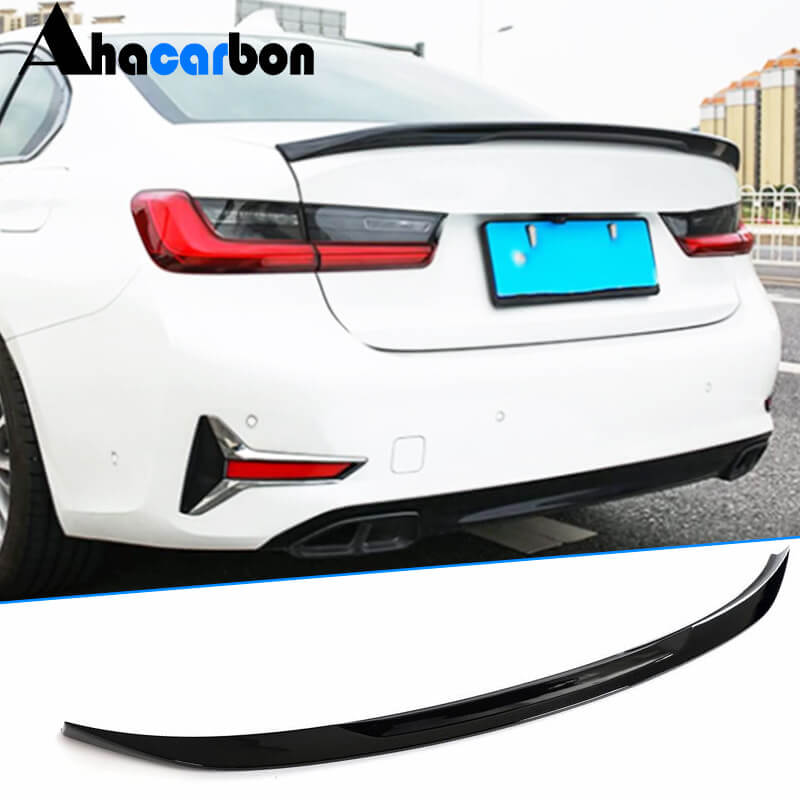 BMW 3 Series G20 G28 G80 M3 2019-2023 Rear Trunk Spoiler Golssy Black ABS-Ahacarbon