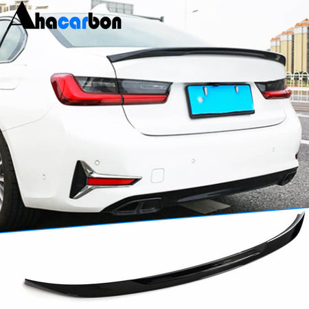 BMW 3 Series G20 G28 G80 M3 2019-2023 Rear Trunk Spoiler Golssy Black ABS-Ahacarbon