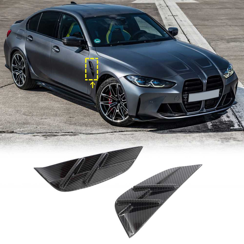 BMW 3 Series G80 M3 2021+ Side Air Fender Vents Dry Carbon Fiber-Ahacarbon