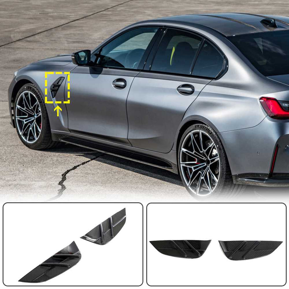 BMW 3 Series G80 M3 2021+ Side Air Fender Vents Dry Carbon Fiber-Ahacarbon