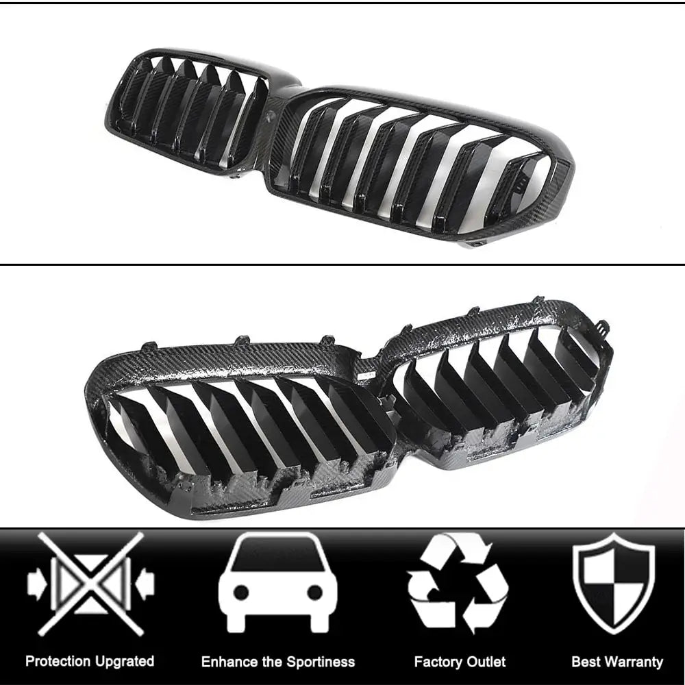 BMW 5 Series G30 G38 LCI 2021-2023 Front Grille Dry Carbon Fiber-Ahacarbon