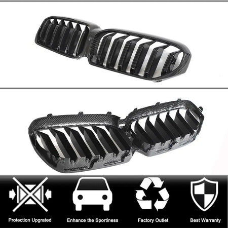 BMW 5 Series G30 G38 LCI 2021-2023 Front Grille Dry Carbon Fiber-Ahacarbon