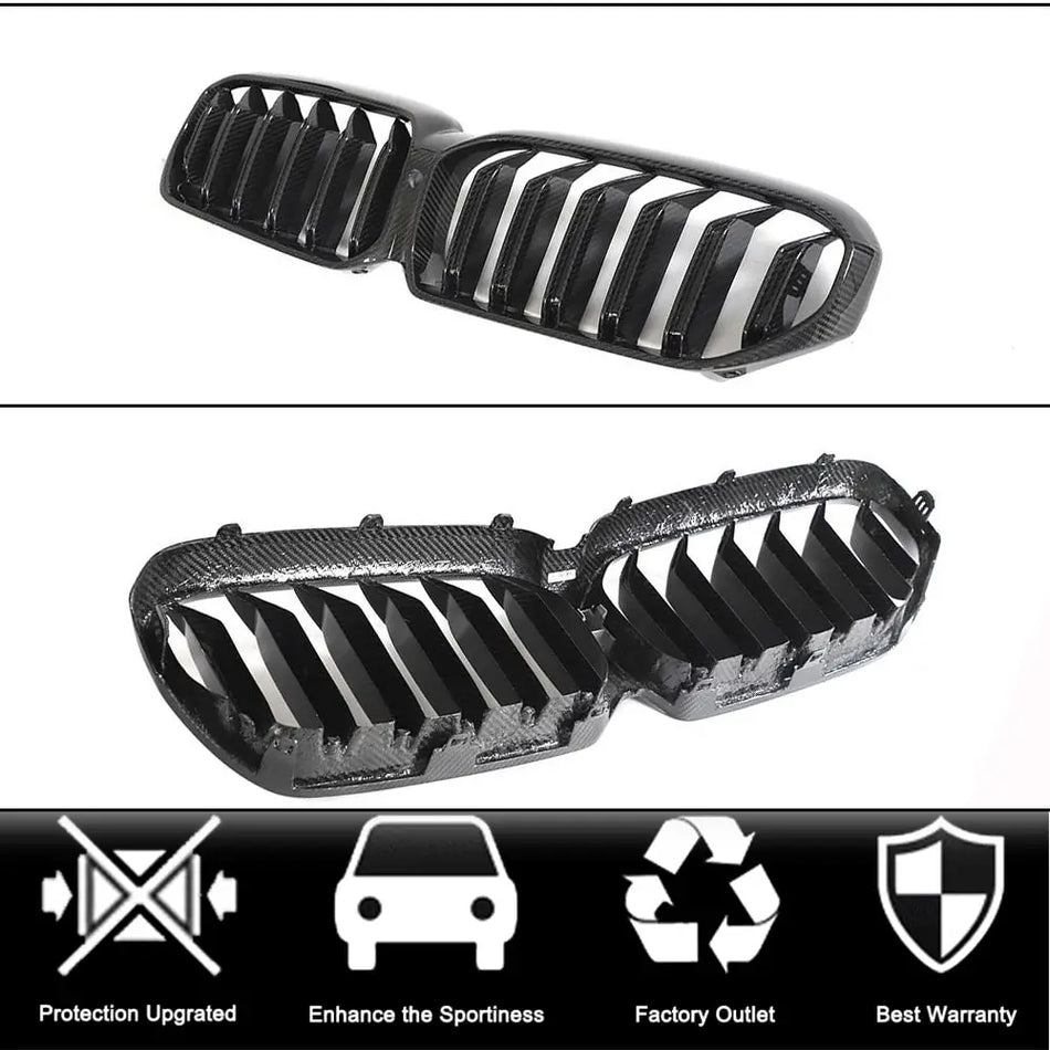 BMW 5 Series G30 G38 LCI 2021-2023 Front Grille Dry Carbon Fiber-Ahacarbon