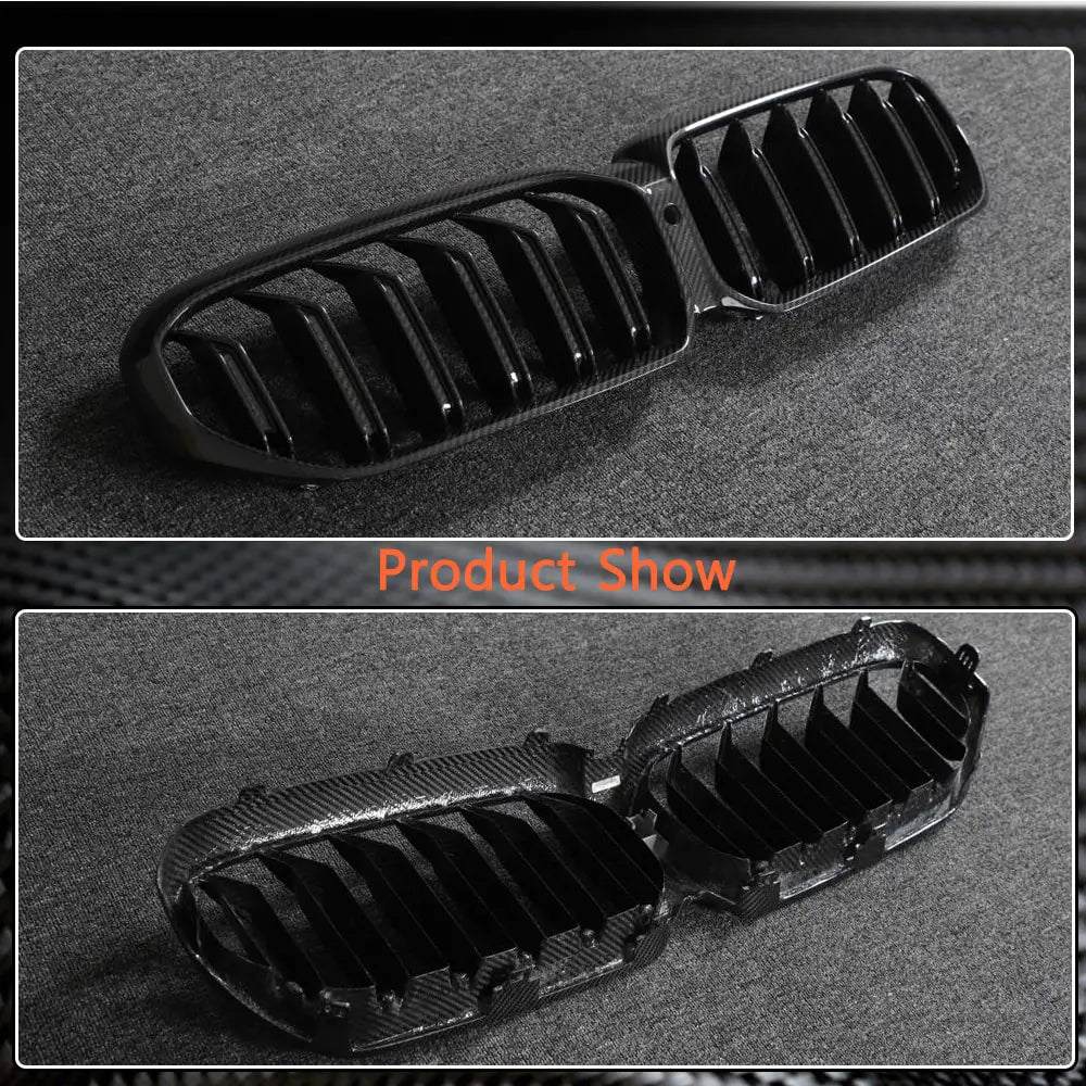 BMW 5 Series G30 G38 LCI 2021-2023 Front Grille Dry Carbon Fiber-Ahacarbon