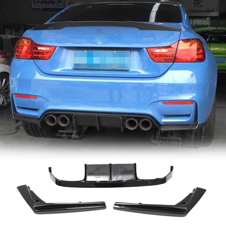 BMW F80 M3 F82 F83 M4 2015-2019 Rear Bumper Diffuser Glossy Black ABS-Ahacarbon