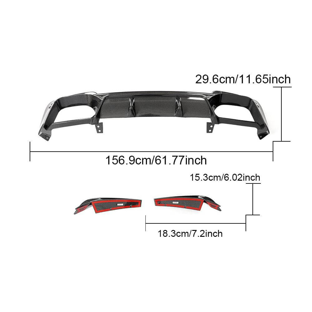 BMW F97 X3 M 2019-2023 Rear Bumper Diffuser With Splitters Carbon Fiber-Ahacarbon