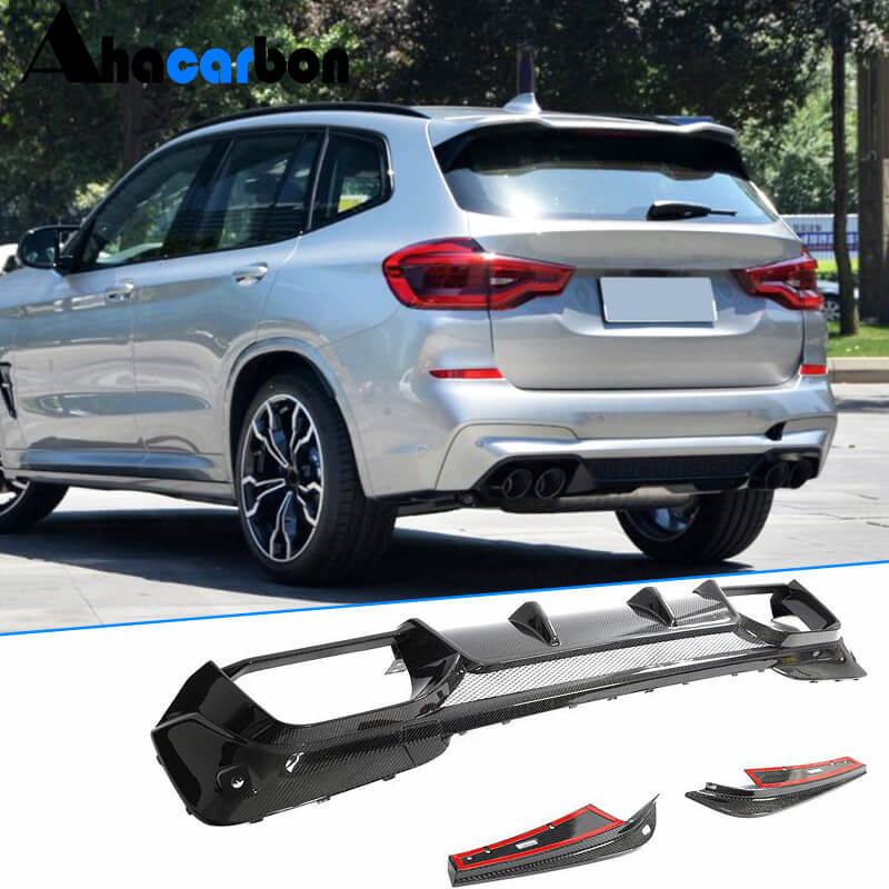 BMW F97 X3 M 2019-2023 Rear Bumper Diffuser With Splitters Carbon Fiber-Ahacarbon
