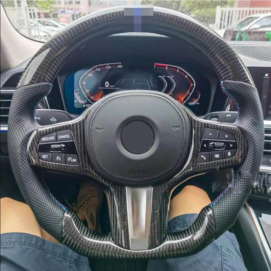 BMW G80 M3 Sedan G82 M4 Coupe Convertible 2023+ Steering Wheel Covers Carbon Fiber-Ahacarbon