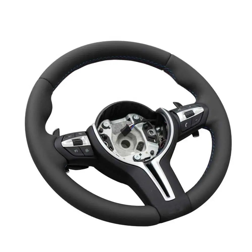 BMW Universal F8x M2 M3 M4 M5 M6 F10 F20 F22 F30 F32 F36 F06 F07 E70 Leather Car Steering Wheel Full Set(Paddles+Buttons+Trim Cover+Flat Bottom)-Ahacarbon