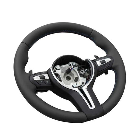 BMW Universal F8x M2 M3 M4 M5 M6 F10 F20 F22 F30 F32 F36 F06 F07 E70 Leather Car Steering Wheel Full Set(Paddles+Buttons+Trim Cover+Flat Bottom)-Ahacarbon