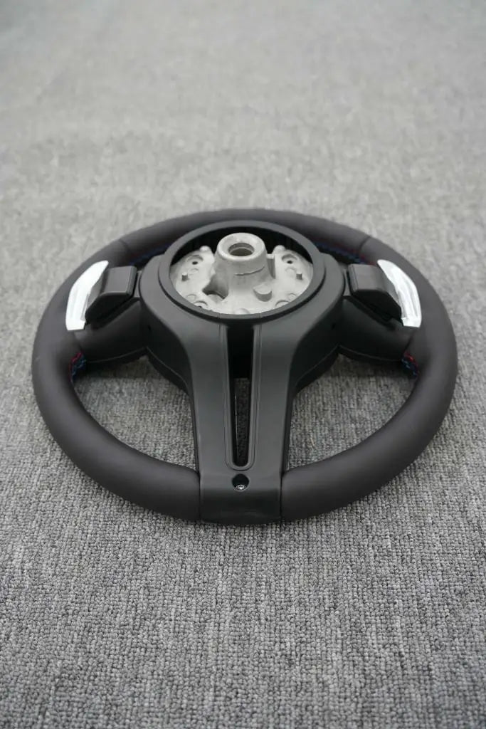 BMW Universal F8x M2 M3 M4 M5 M6 F10 F20 F22 F30 F32 F36 F06 F07 E70 Leather Car Steering Wheel Full Set(Paddles+Buttons+Trim Cover+Flat Bottom)-Ahacarbon
