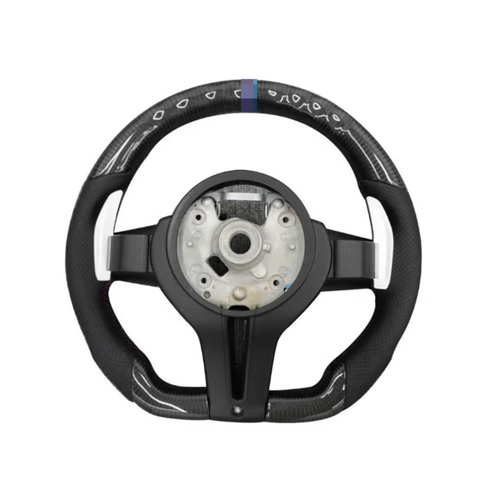 For BMW Universal M5 M6 F10 F20 F22 F30 F32 F36 F06 F07 E70 Custom F8x M2 M3 M4 Carbon Fiber Car Steering Wheel Full Set(Paddles+Buttons+Carbon fiberTrim Cover+Flat Bottom)-Ahacarbon