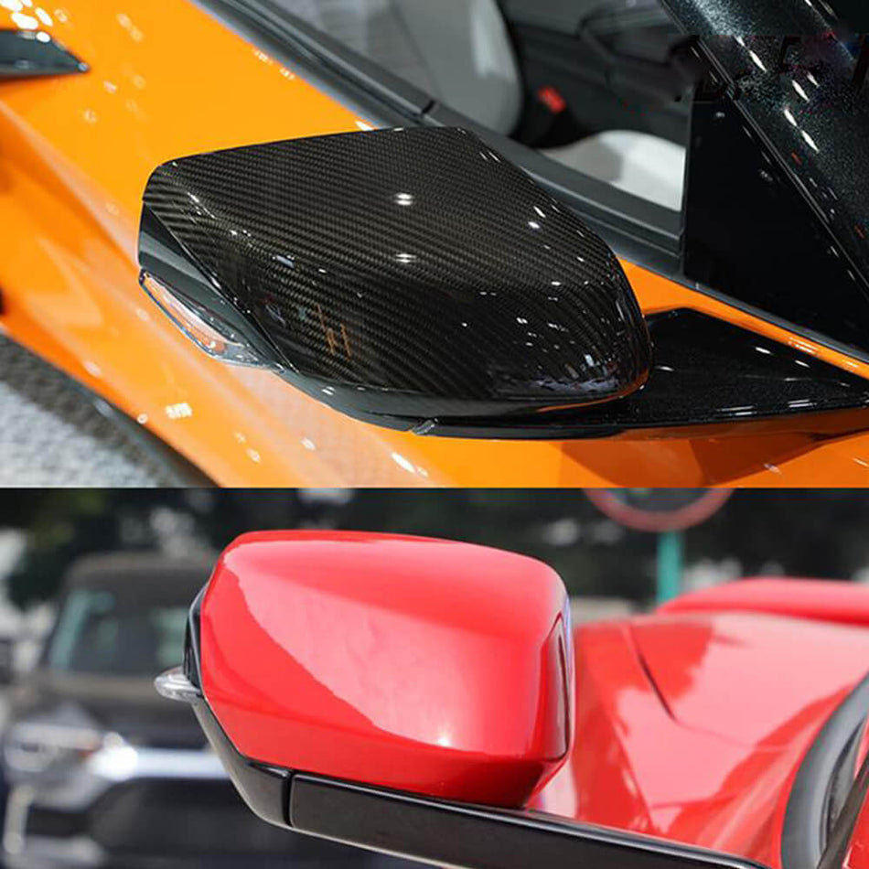 Chevrolet Corvette Stingray C8 Z51 2-Door 2020 2021 Mirror Covers Add-on Dry Carbon Fiber-Ahacarbon