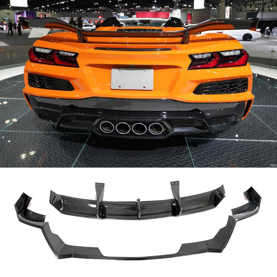 Chevrolet Corvette Z06 2022 Rear Bumper Diffuser Add-on Style Carbon Fiber-Ahacarbon