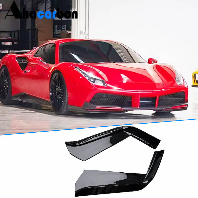 Ferrari 488 Convertible Coupe 2-Door 2015-2019 Front Bumper Splitters Dry Carbon Fiber-Ahacarbon