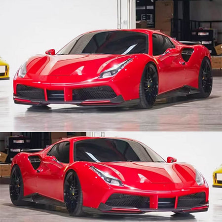 Ferrari 488 Convertible Coupe 2-Door 2015-2019 Front Bumper Splitters Dry Carbon Fiber-Ahacarbon
