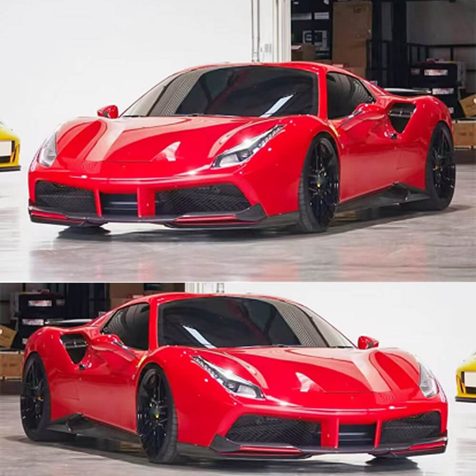 Ferrari 488 Convertible Coupe 2-Door 2015-2019 Front Bumper Splitters Dry Carbon Fiber-Ahacarbon