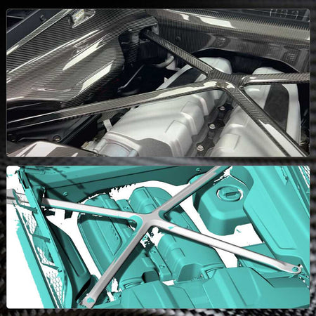 Gen 2 Audi R8 22-23 Engine Bay X-Brace Strut Bar Trim Dry Carbon Fiber-Ahacarbon