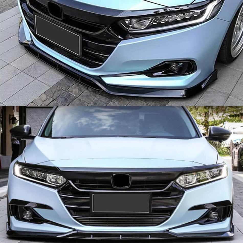 Honda Accord 2021+ Front Bumper Lip Glossy Black ABS-Ahacarbon