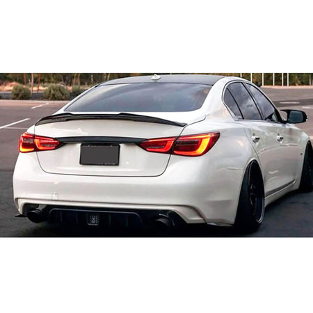 Infiniti Q50 Q50S Sedan 2014-2023 Rear Trunk Spoiler Golssy Black ABS-Ahacarbon
