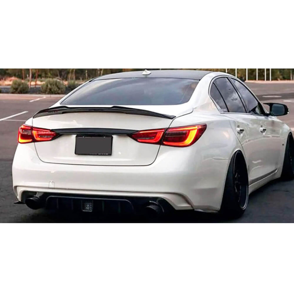 Infiniti Q50 Q50S Sedan 2014-2023 Rear Trunk Spoiler Golssy Black ABS-Ahacarbon