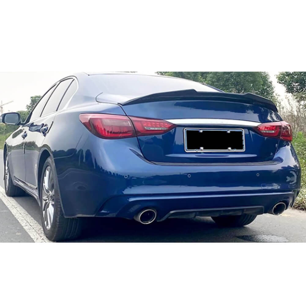 Infiniti Q50 Q50S Sedan 2014-2023 Rear Trunk Spoiler Golssy Black ABS-Ahacarbon