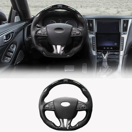 Infiniti Q50 Q50S Sedan 4-Door 2014-2017 Steering Wheel Covers Carbon Fiber-Ahacarbon