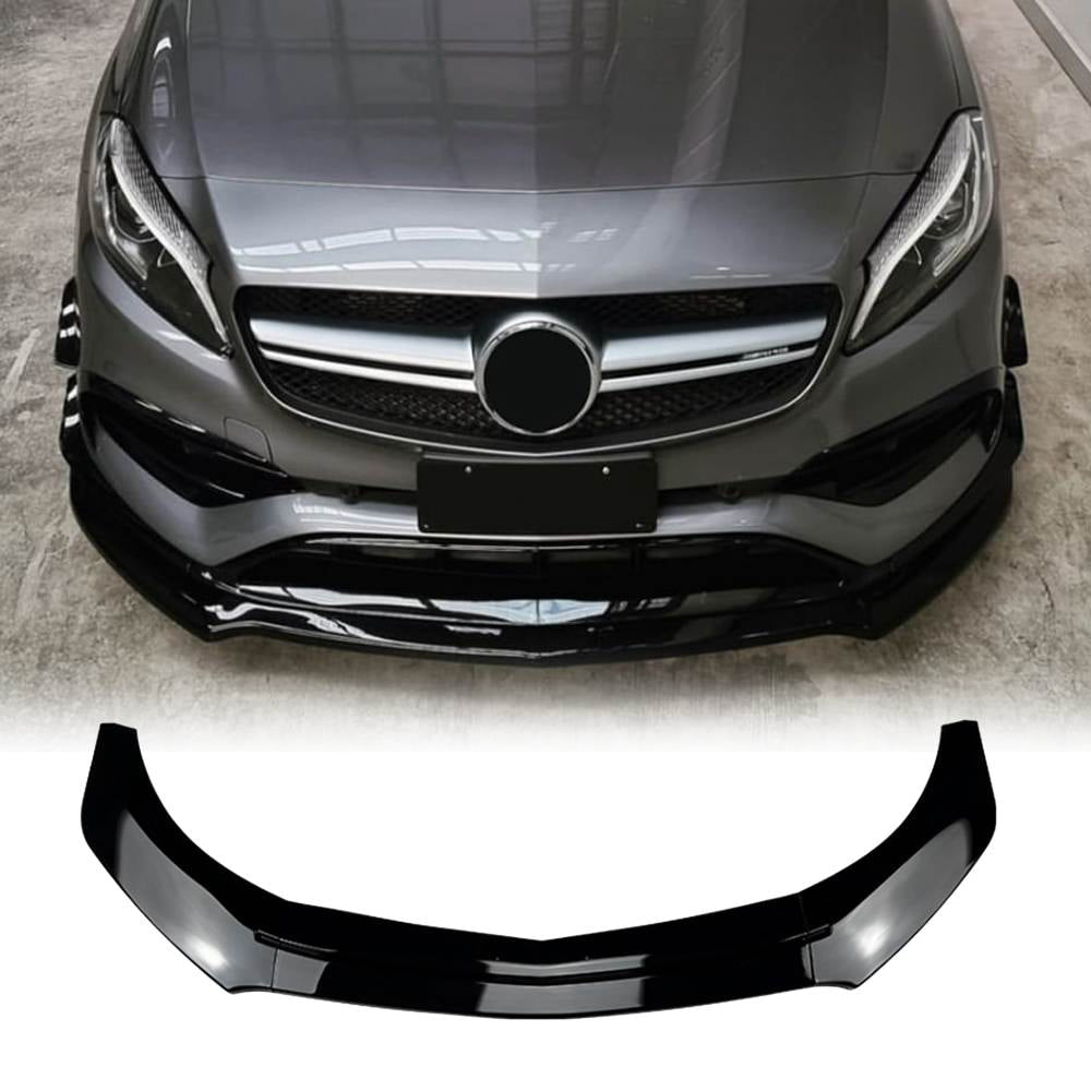 Mercedes Benz A Class W176 A200 A260 A45 AMG 2013-2018 Front Bumpers Lip 3pcs/set Glossy Black ABS-Ahacarbon