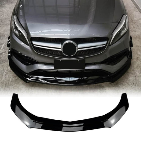Mercedes Benz A Class W176 A200 A260 A45 AMG 2013-2018 Front Bumpers Lip 3pcs/set Glossy Black ABS-Ahacarbon
