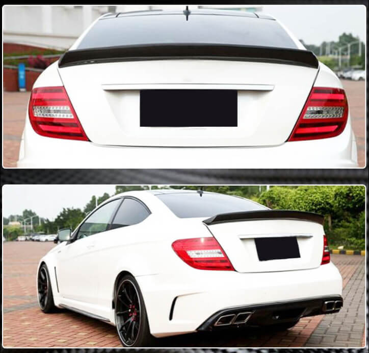 Mercedes Benz C Class W204 2012-2015 Rear Trunk Spoiler Rear Bumper Diffuser Carbon Fiber-Ahacarbon