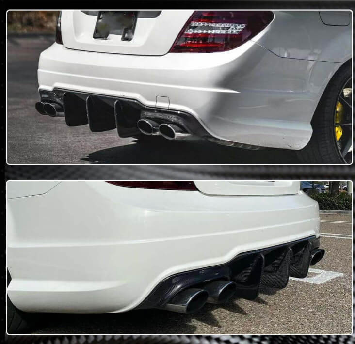 Mercedes Benz C Class W204 2012-2015 Rear Trunk Spoiler Rear Bumper Diffuser Carbon Fiber-Ahacarbon