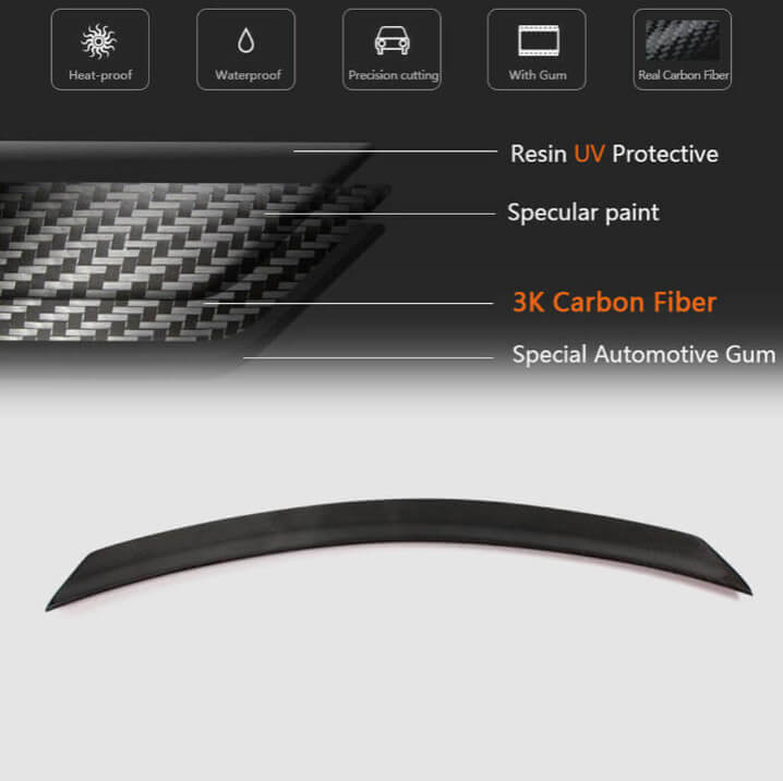 Mercedes Benz C Class W204 2012-2015 Rear Trunk Spoiler Rear Bumper Diffuser Carbon Fiber-Ahacarbon