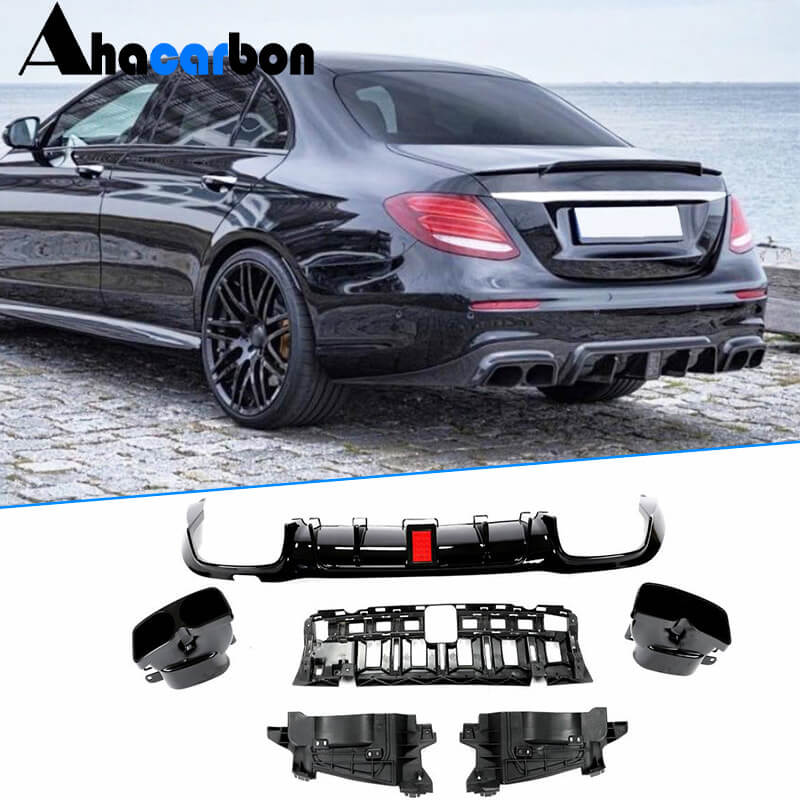 Mercedes Benz E Class W213 E200 E250 E300 E400 Sport E43 E53 E63 AMG Sedan 2017-2020 Rear Bumper Diffuser PP-Ahacarbon