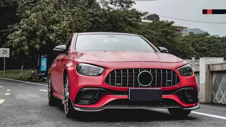 Mercedes Benz E Class W213 E63 (S) AMG Sedan 4-Door 2021-2024 Front Bumper Lip Carbon Fiber-Ahacarbon
