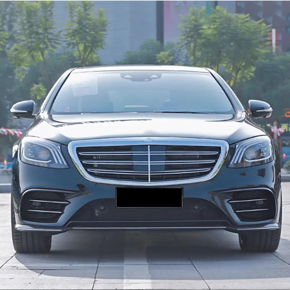 Mercedes Benz S Class W222 Sport Sedan 4-Door 2018-2022 Front Bumper Splitters Carbon Fiber-Ahacarbon