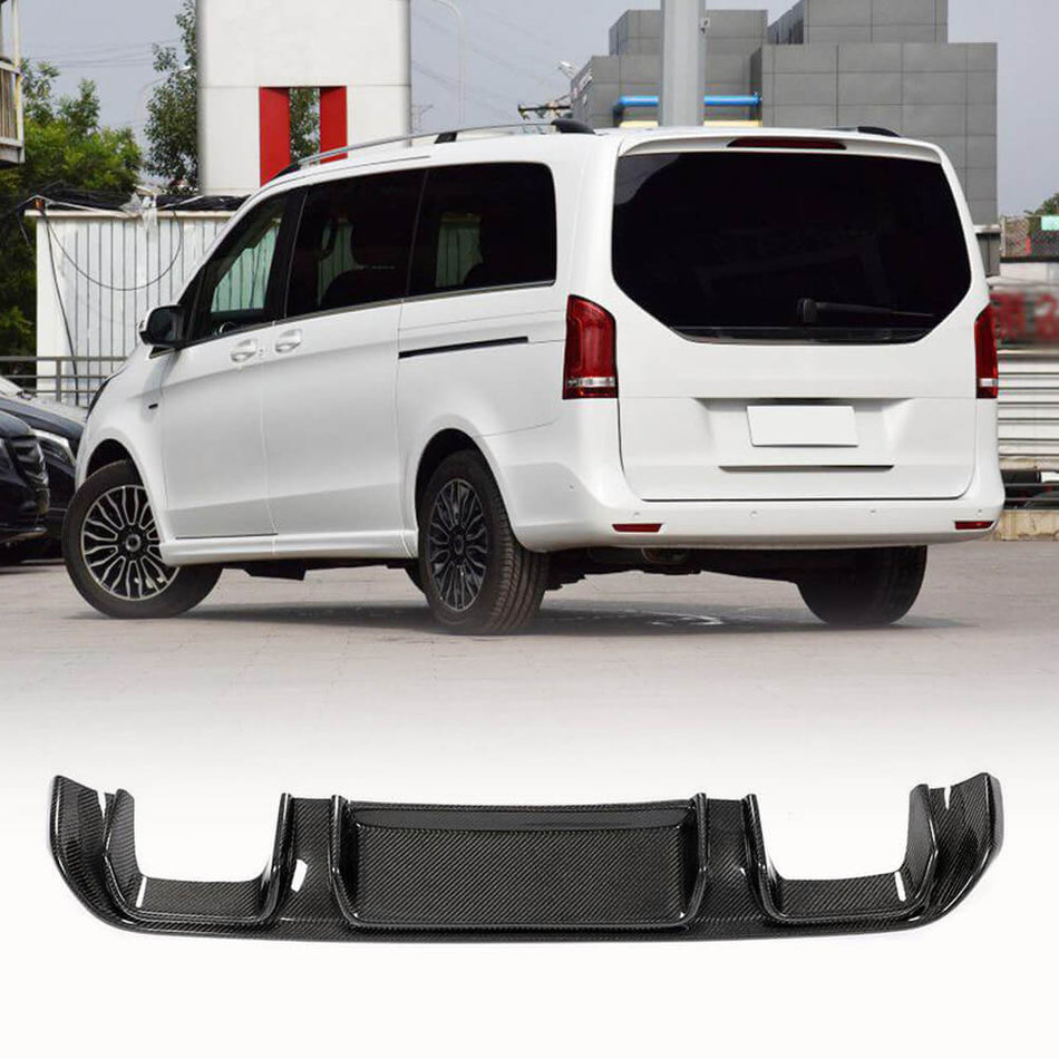 Mercedes Benz V Class W447 V220d V250 Van 4-Door 2016-2018 Rear Bumper Diffuser Carbon Fiber-Ahacarbon