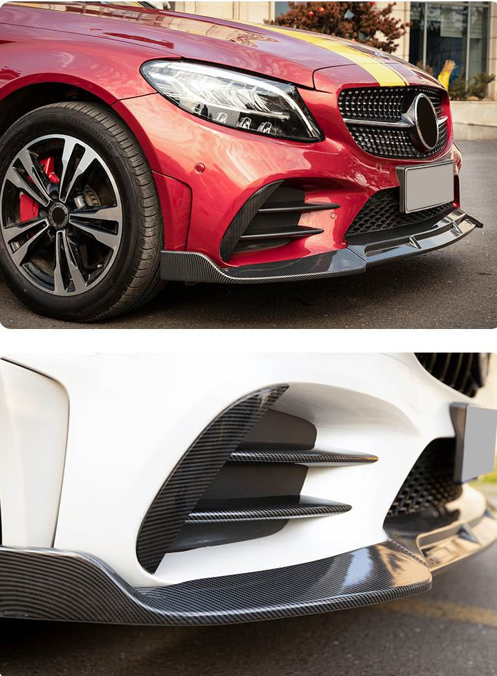 Mercedes Benz W205 C300 C350 Sport C43 AMG Facelift 2019-2021 Front Bumper Lip Carbon Fiber-Ahacarbon