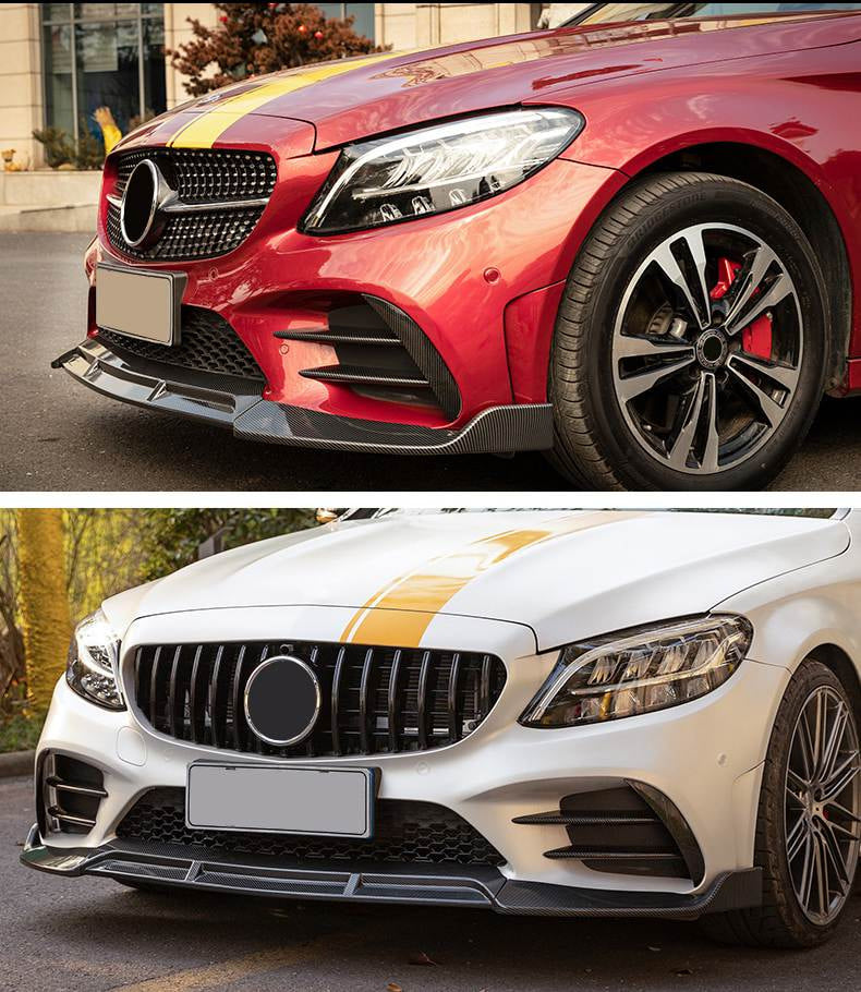 Mercedes Benz W205 C300 C350 Sport C43 AMG Facelift 2019-2021 Front Bumper Lip Carbon Fiber-Ahacarbon