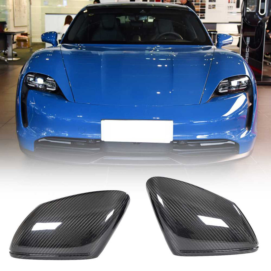 Porsche Taycan 9J1 Turbo S 2019-2021 Mirror Covers Replacment Style Dry Carbon Fiber-Ahacarbon