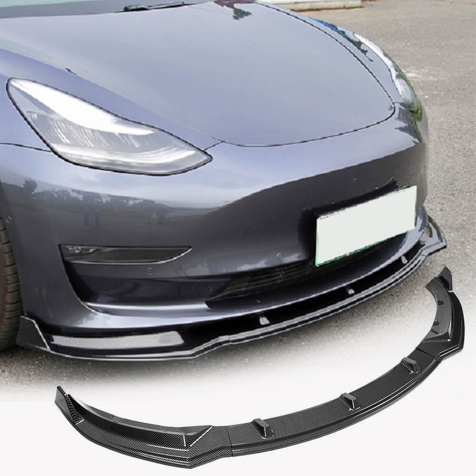 Tesla Model 3 2017-2019 Front Bumper Lip Carbon Look ABS-Ahacarbon
