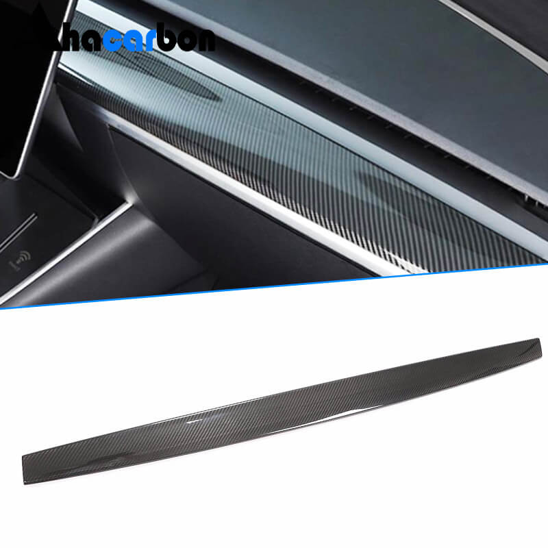 Tesla Model 3 2018-2022 Dashboard Decorative Bright Strip Dry Carbon Fiber-Ahacarbon