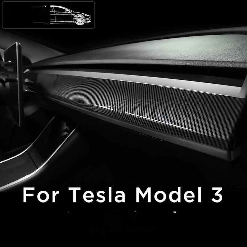 Tesla Model 3 2023 Dashboard Decorative Bright Strip Interior Dry Carbon Fiber-Ahacarbon